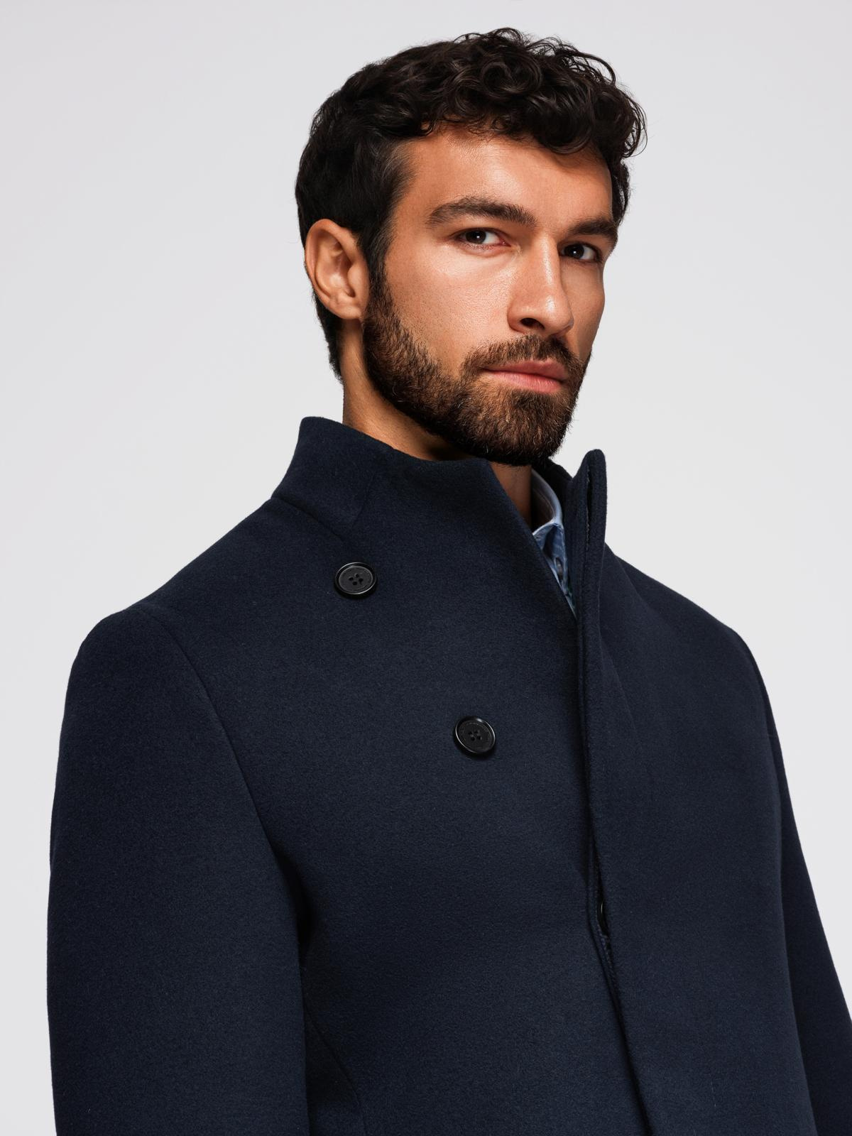 Ombre Clothing meeste poolpikk mantel püstkrae ja nööpidega - Image 22