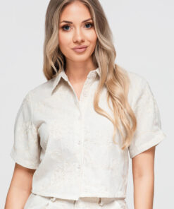 Ombre Clothing lühikeste varrukatega naiste särk tikandiga