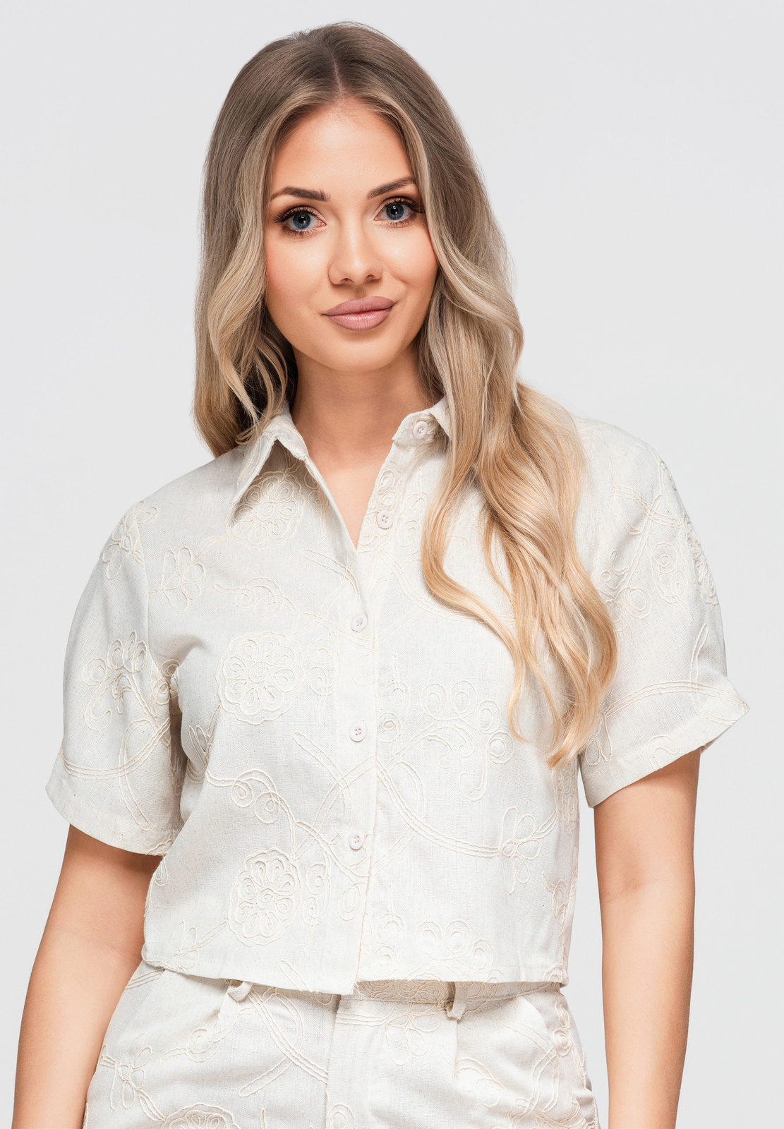 Ombre Clothing lühikeste varrukatega naiste särk tikandiga - Image 1