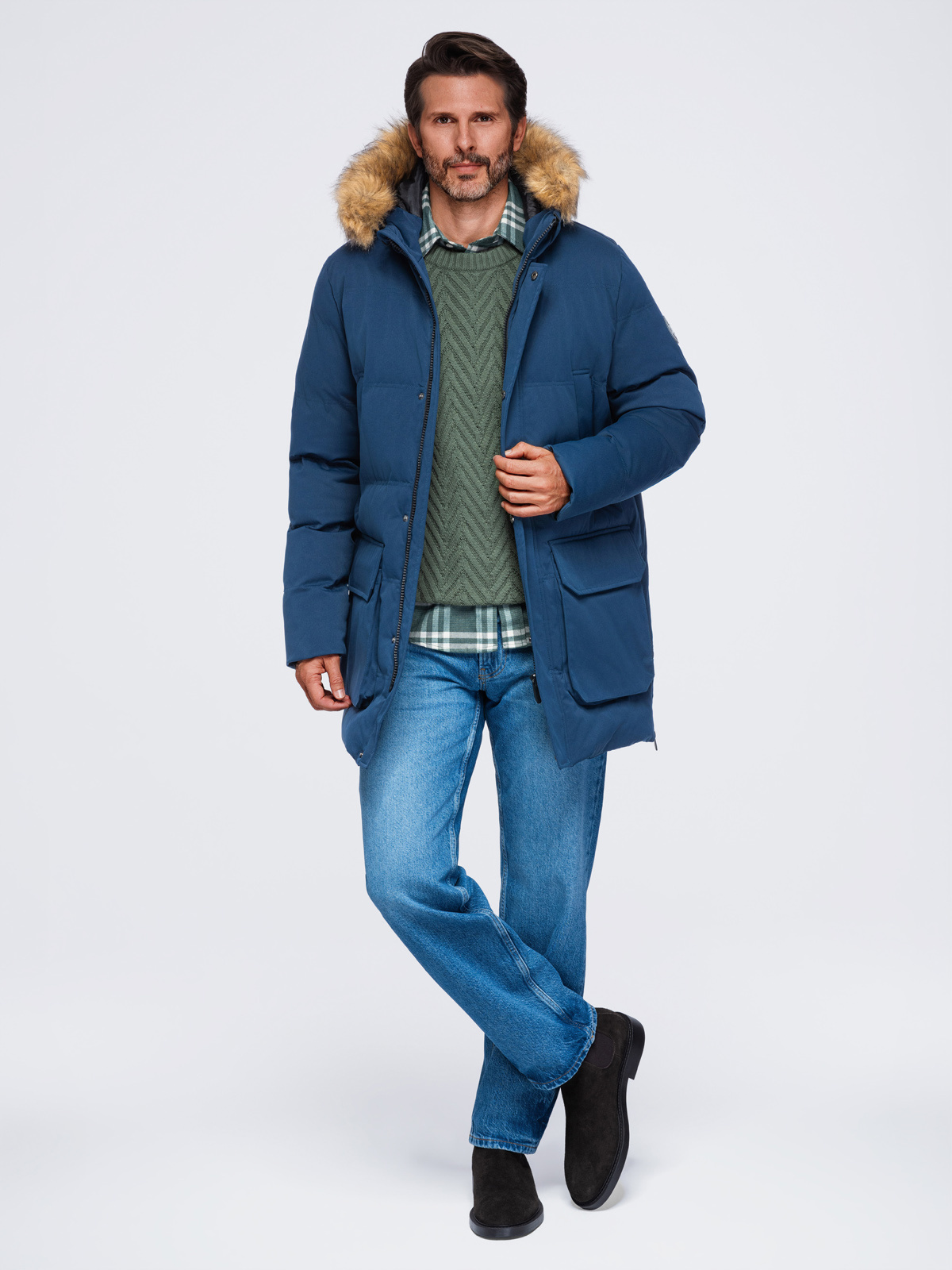 Ombre Clothing pikendatud tegumoega meeste talveparka kapuutsiga - Image 29