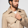 Elegantne kaherealine meeste SLIM FIT trenšmantel vööga - beež V1 OM-COLC-0146 - Thumbnail Image 2