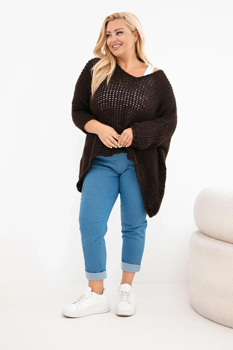 Naiste oversize-lõikega pitskoes V-kaelusega kampsun - Image 29