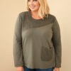 Naiste plus-size puuvillane pikkade varrukatega pusa pitsdetailiga - Thumbnail Image 48