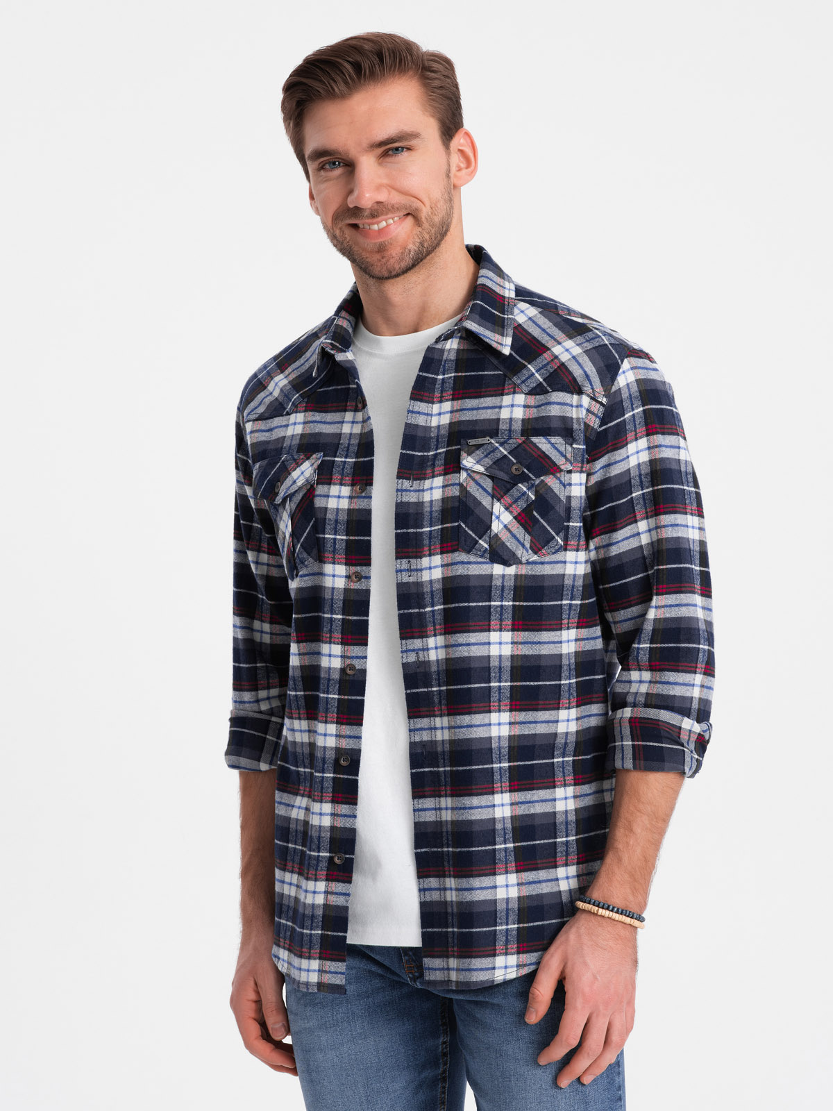Ombre meeste ruuduline flanellsärk rinnataskutega - Image 12