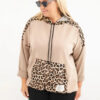 Plus Size naiste viskoosist kapuutsiga pusa pantrümustriga detailidega - Thumbnail Image 1