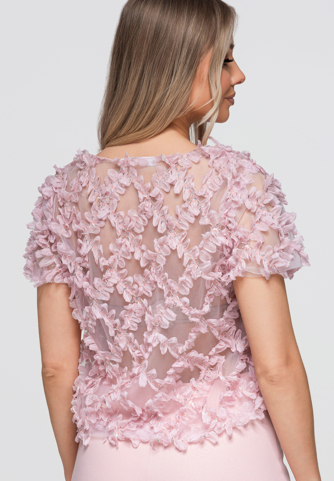 Naiste lühike pluus 3D lilleaplikatsioonidega Ombre Clothing - Image 3