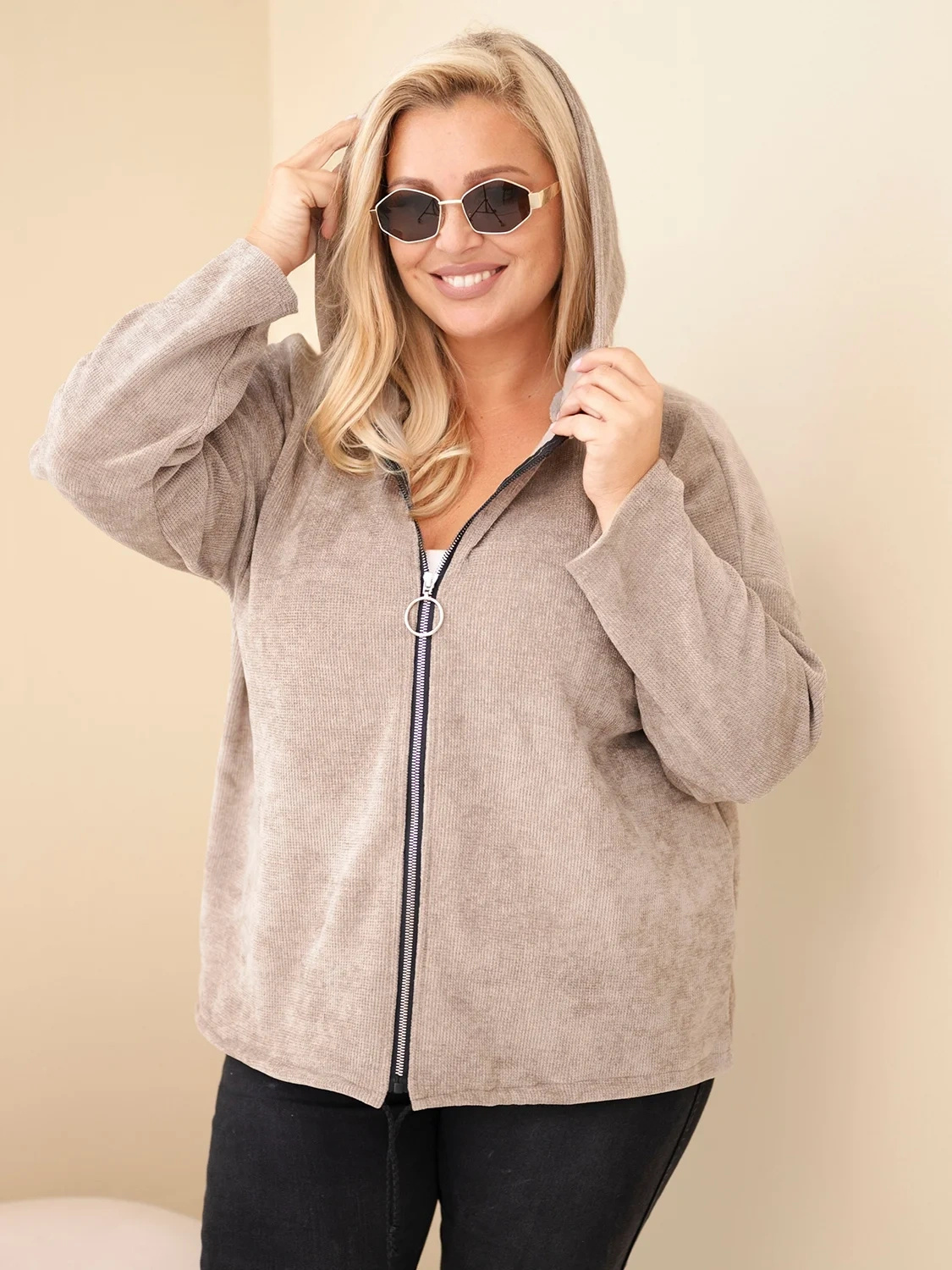 Naiste sametine lukuga kapuutsiga pusa Kesi Plus Size - Image 64