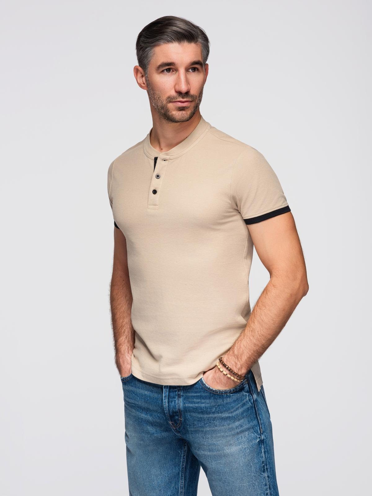 Meeste püstkrae ja nööpidega polosärk Ombre Clothing - Image 30