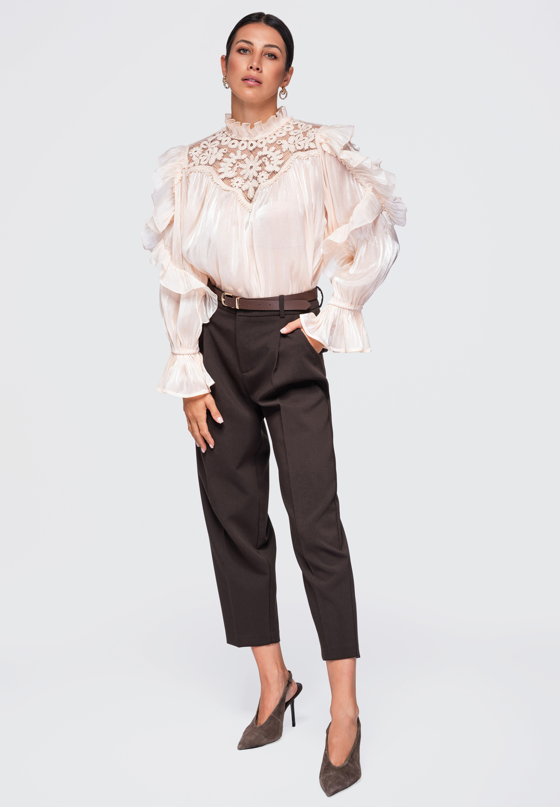 Ombre Clothing naiste pluus satside ja pitsdetailiga - Image 2