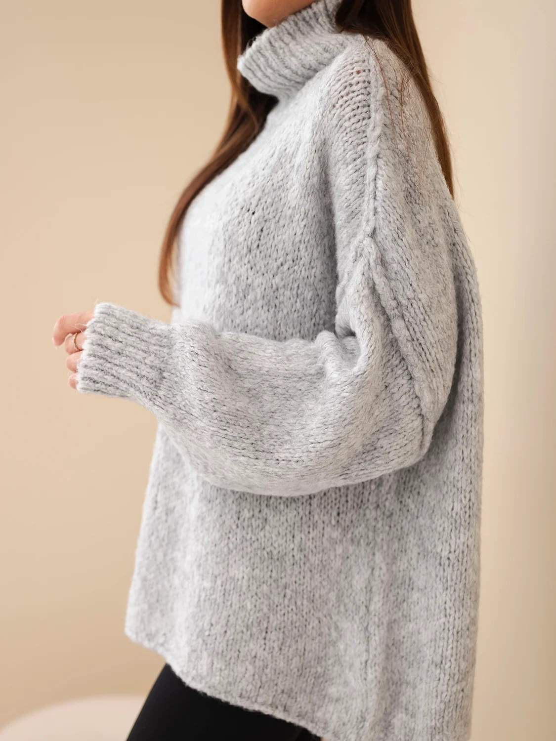 Kesi naiste oversized-kampsun villaseguga ja püstkraega - Image 59