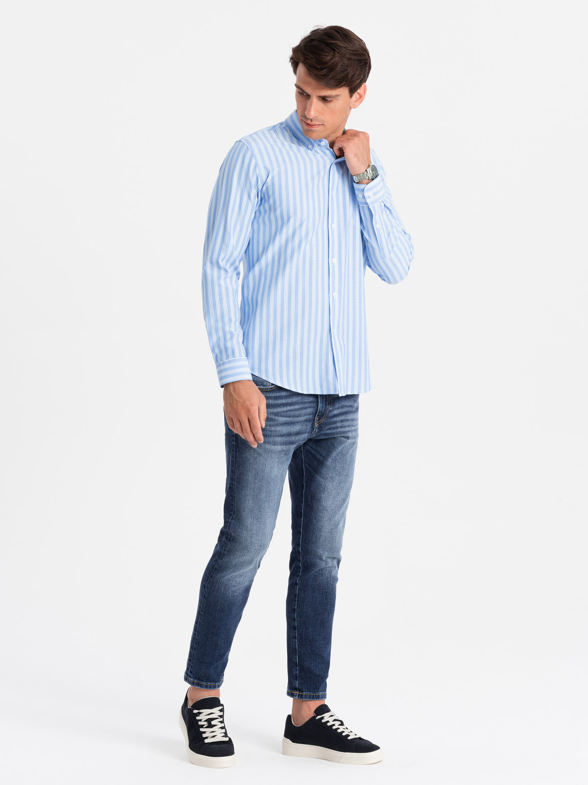 Meeste triibuline pikkade käistega triiksärk Ombre Clothing - Image 13