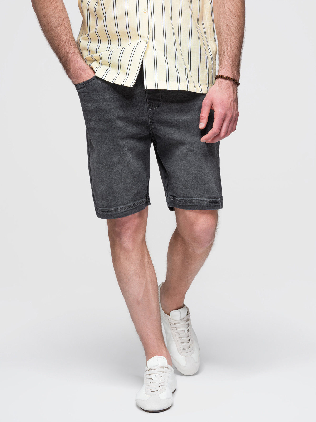 Ombre Clothing meeste teksalühikesed püksid nööriga vöökohaga - Image 23