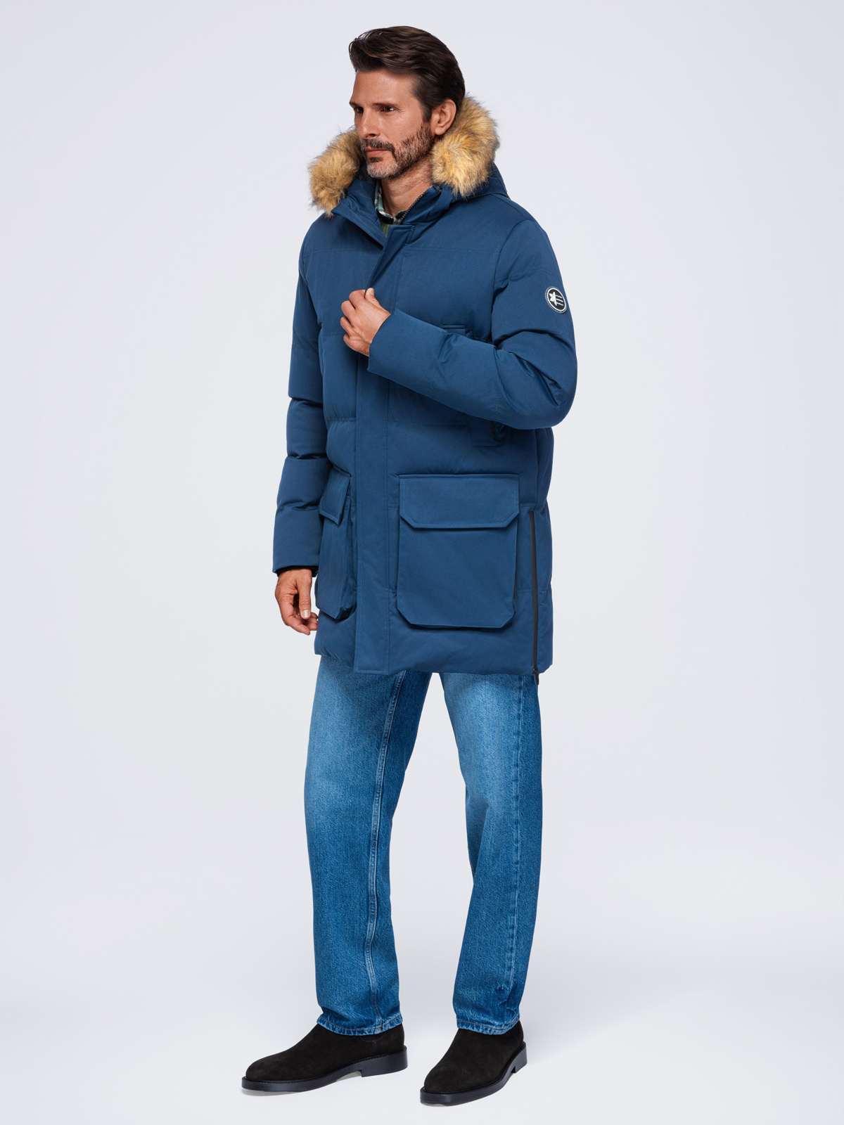Ombre Clothing pikendatud tegumoega meeste talveparka kapuutsiga - Image 33