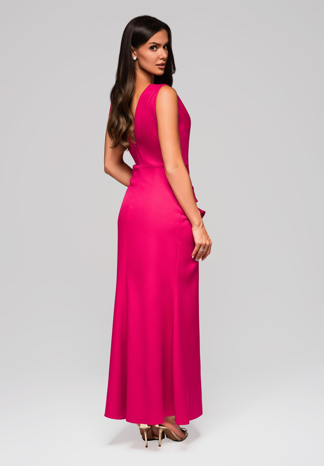 Larica naiste maani ulatuv peplum-detailiga maksikleit - Image 15