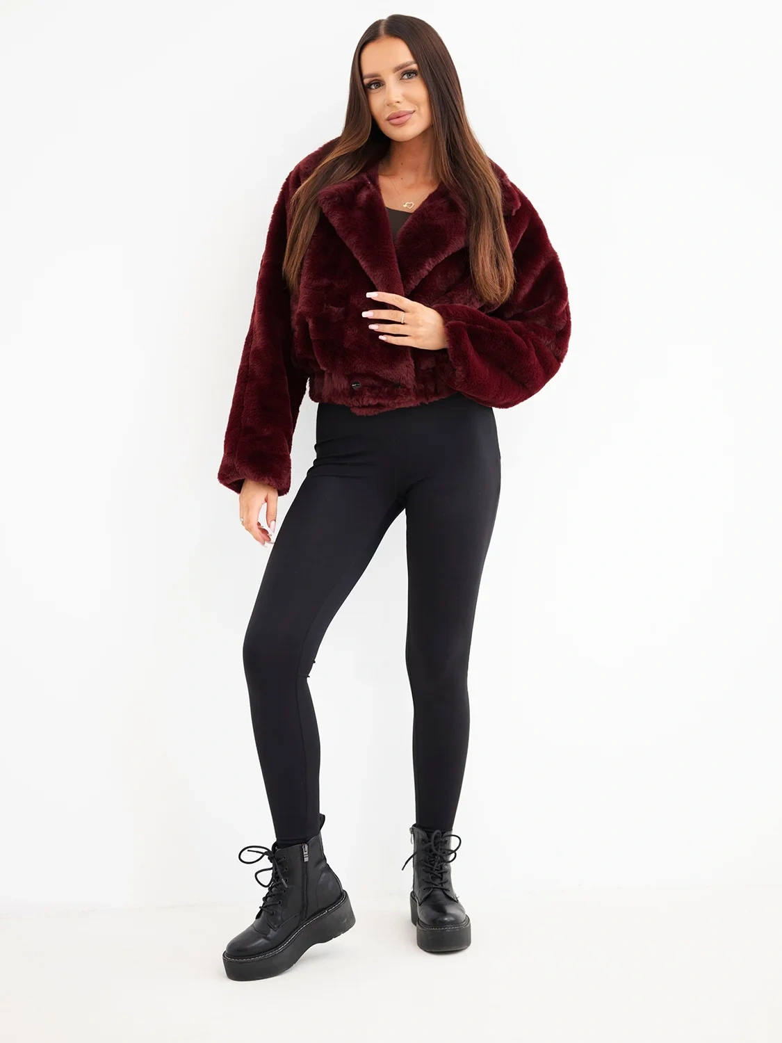 Naiste lühike karvane bomber-jakk kraega - Image 7