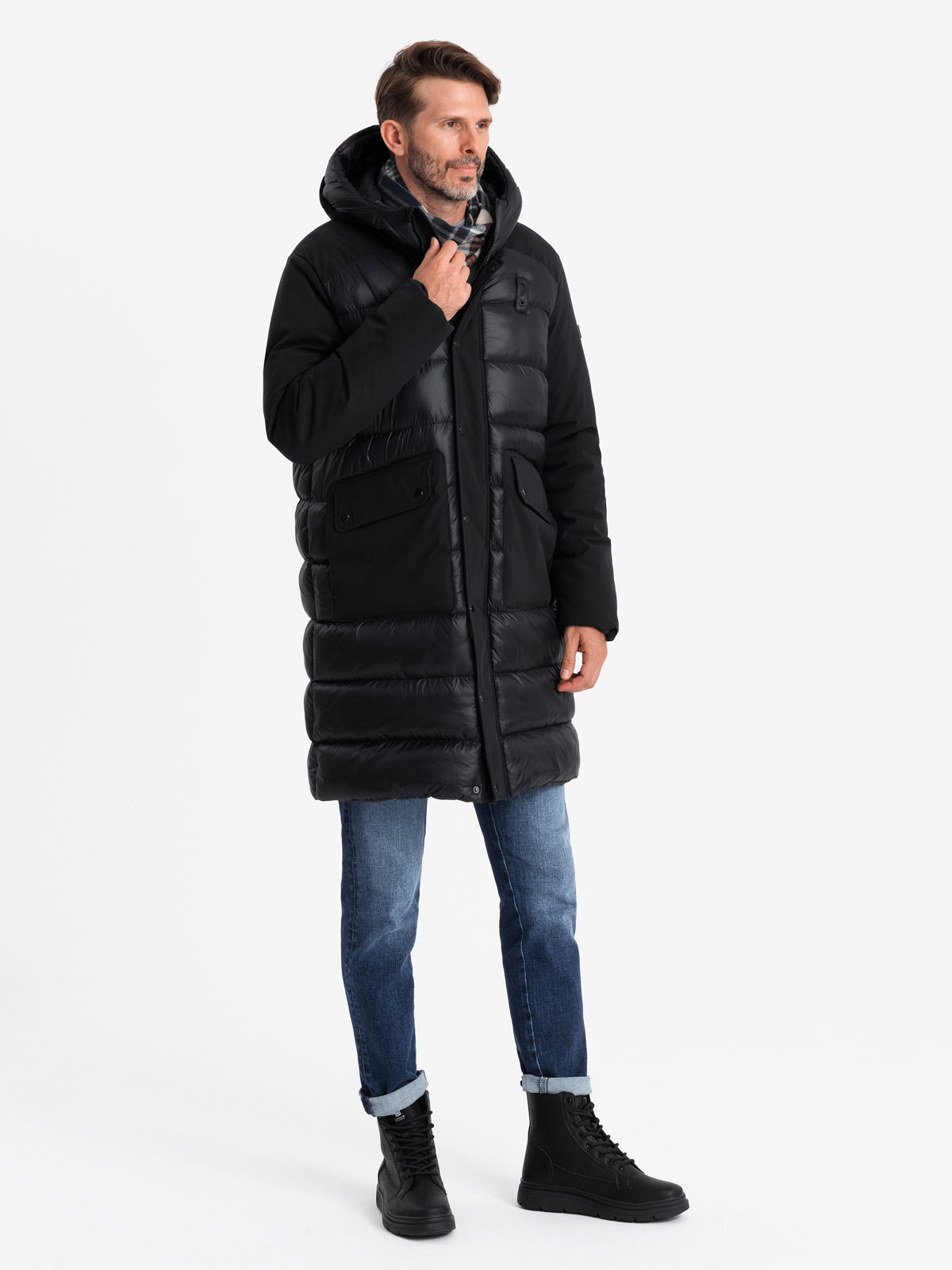 Meeste pikem tepitud talvejope kapuutsiga Ombre Clothing - Image 3