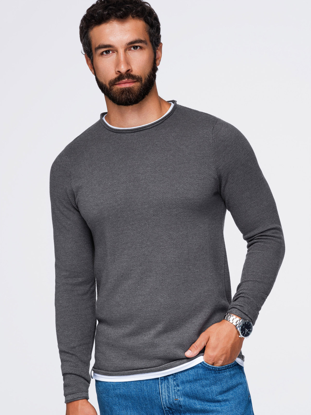 Meeste puuvillane ümara kaelusega kampsun Ombre Clothing - Image 8