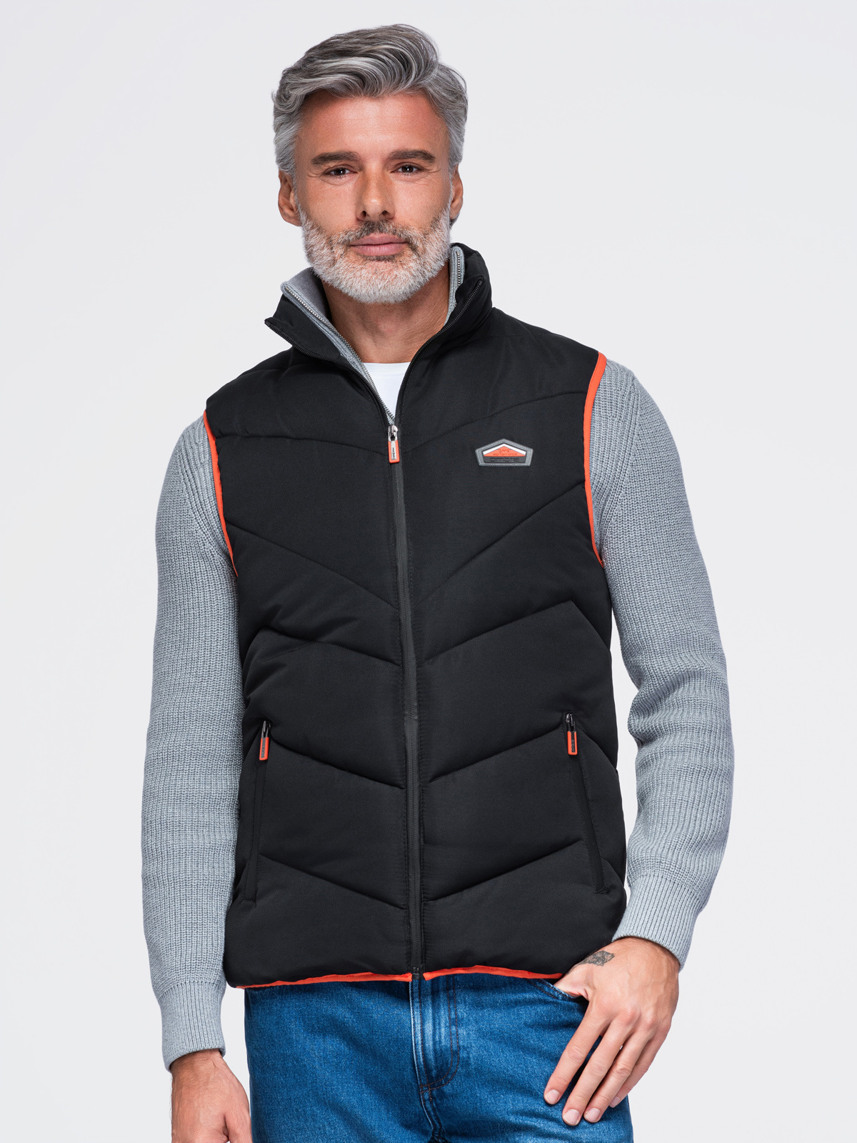 Meeste tepitud vest püstkrae ja tõmblukuga taskutega Ombre Clothing - Image 11