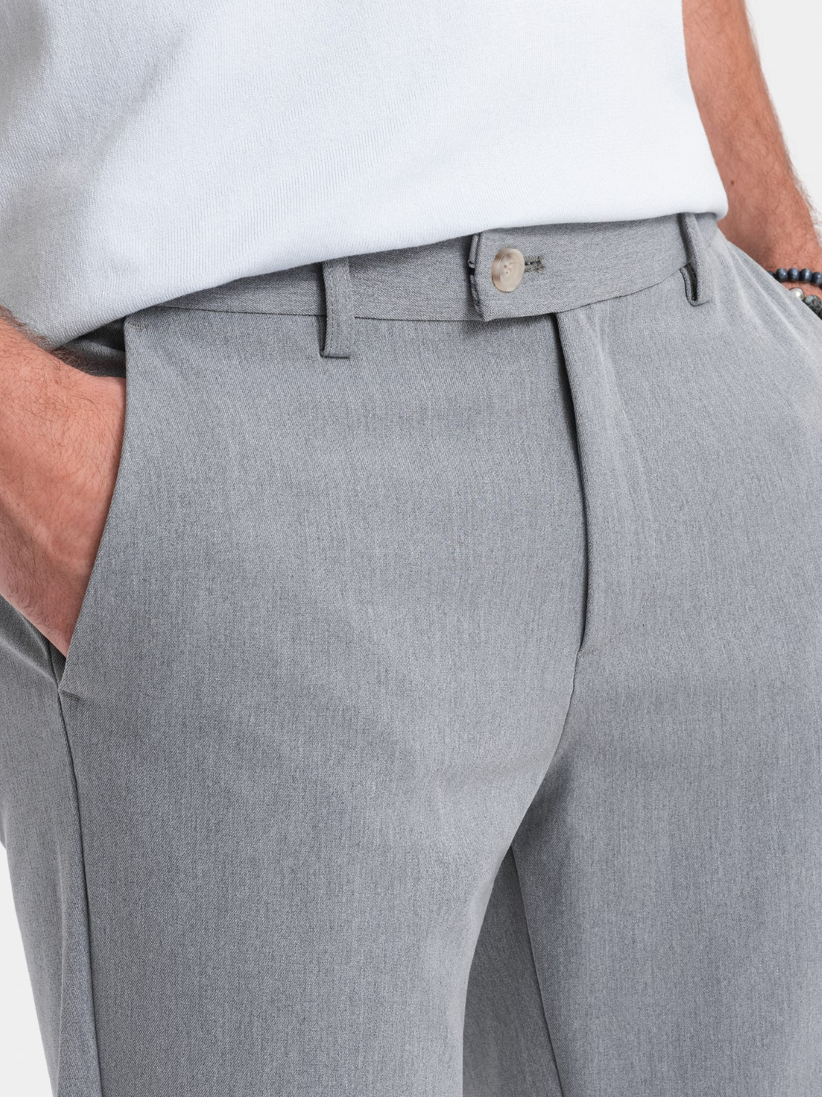 elegantsed klassikalise lõikega meeste chino püksid - helehall v1 om-pacp-0191 - Image 3