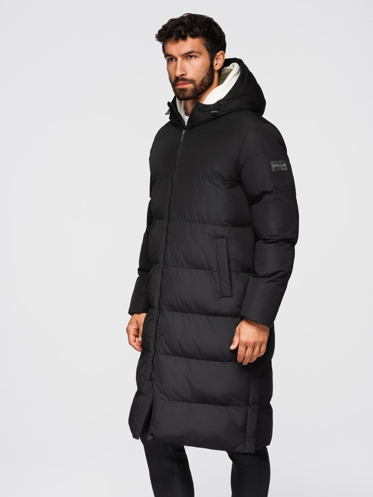 Ombre Clothing meeste pikk tepitud talvejope kapuutsiga - Image 3