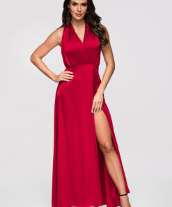 Larica maksipikkuses õhtukleit halterkaelusega