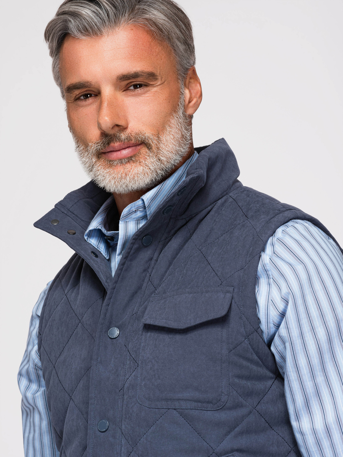 Meeste tepitud vest püstkrae ja tõmblukuga taskutega Ombre Clothing - Image 40