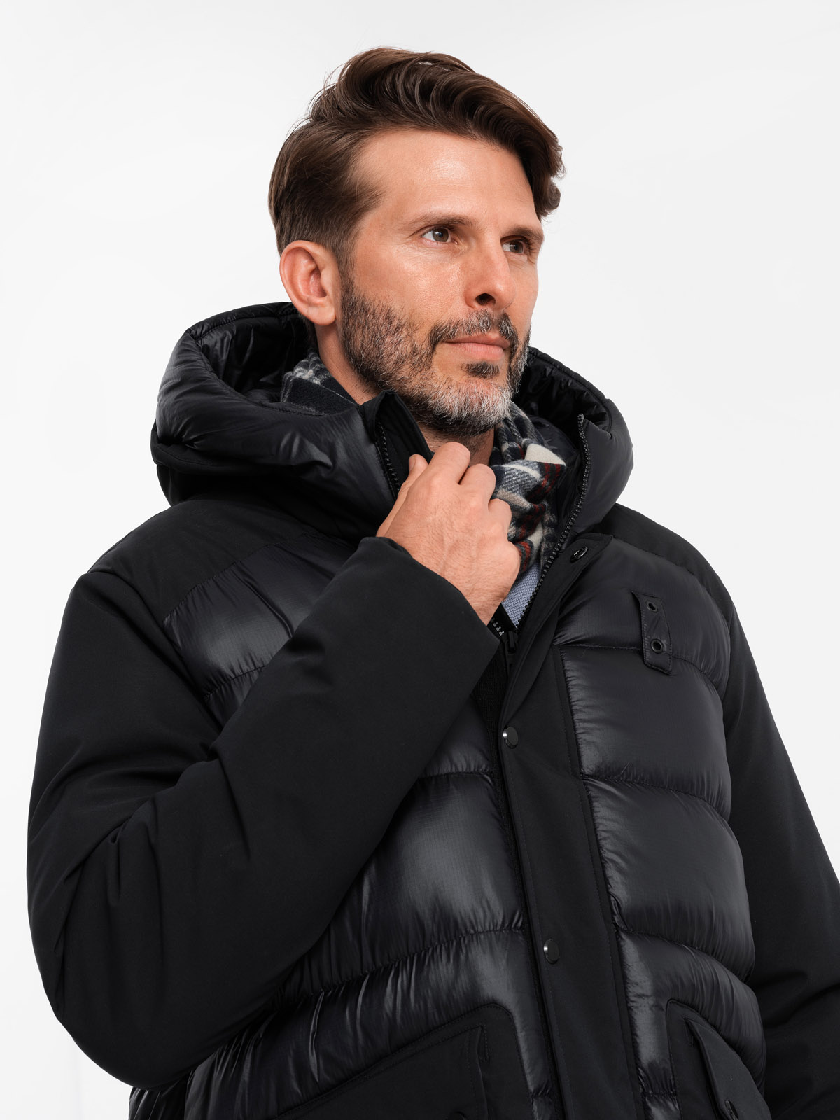 Meeste pikem tepitud talvejope kapuutsiga Ombre Clothing - Image 5