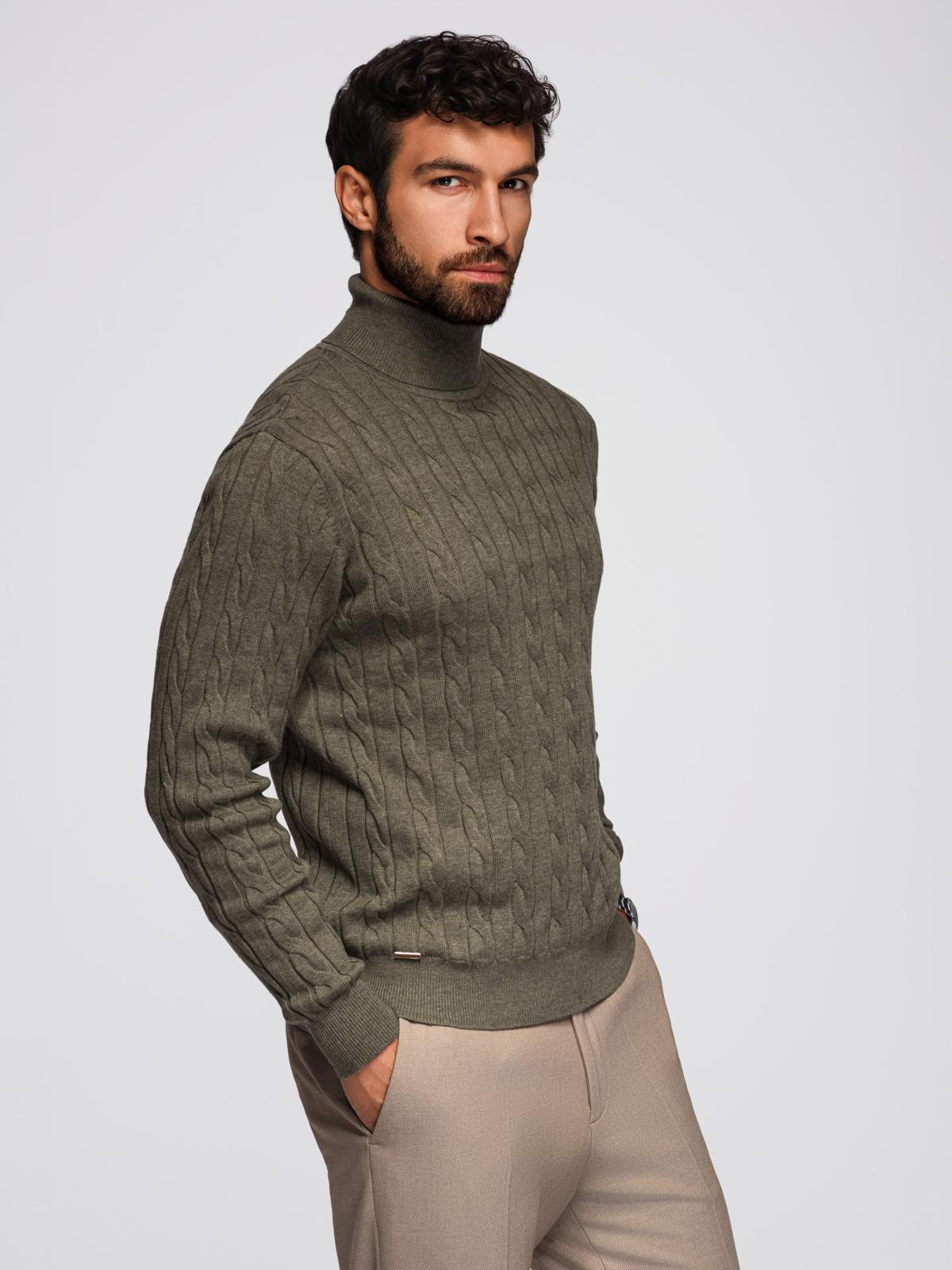 Meeste palmikkoes kootud rullkaelusega kampsun Ombre Clothing - Image 1