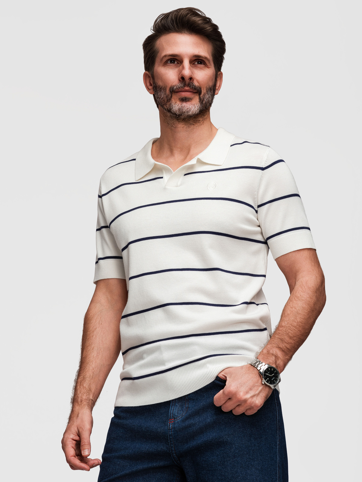 Meeste kootud triibuline polosärk Ombre Clothing - Image 11