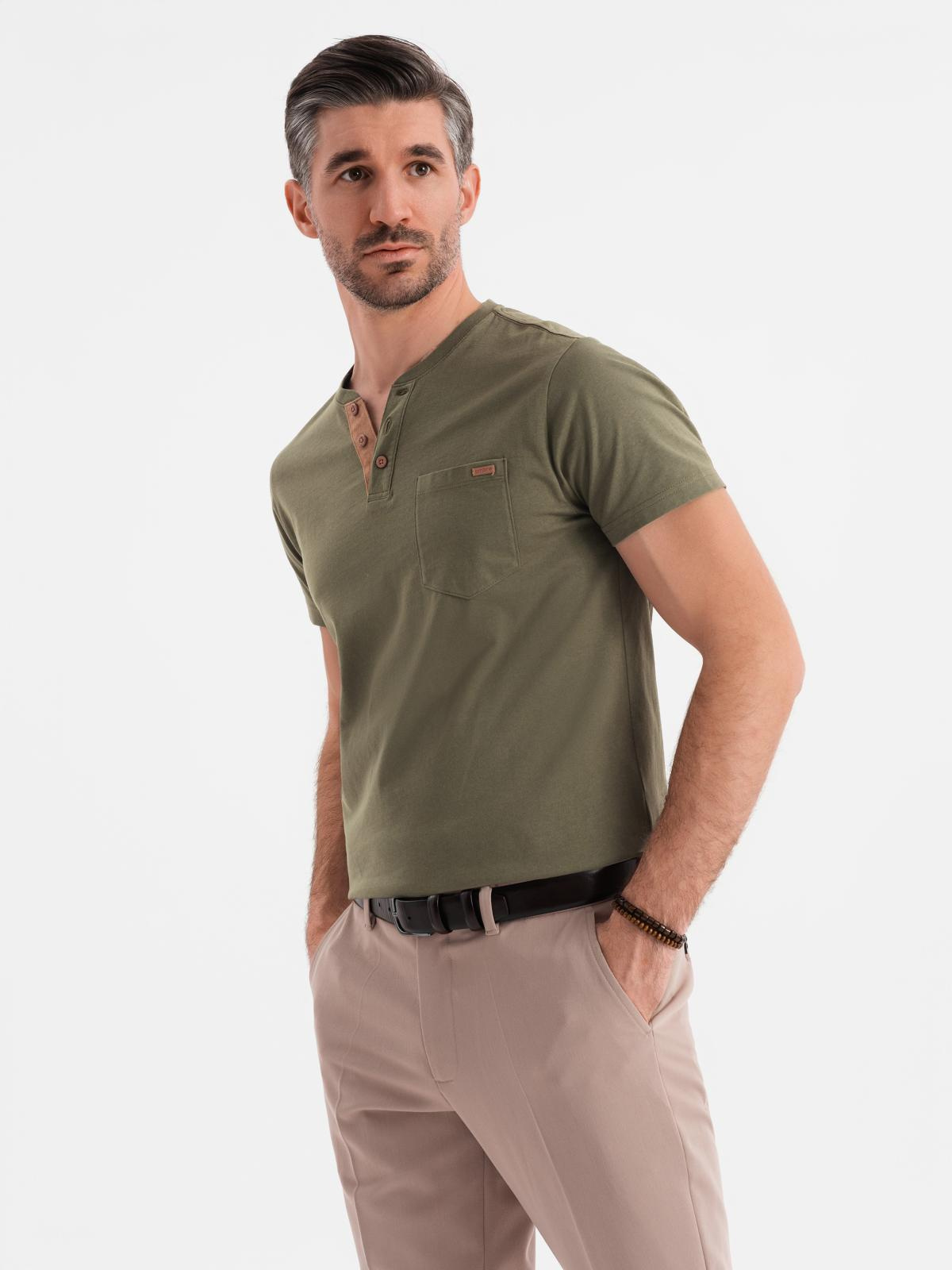 Meeste puuvillane Henley T-särk rinnataskuga Ombre Clothing - Image 12