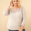 Naiste plus-size puuvillane pikkade varrukatega pusa pitsdetailiga - Thumbnail Image 51