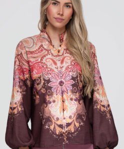 Naiste püstkrae ja mustriga pluus Ombre Clothing