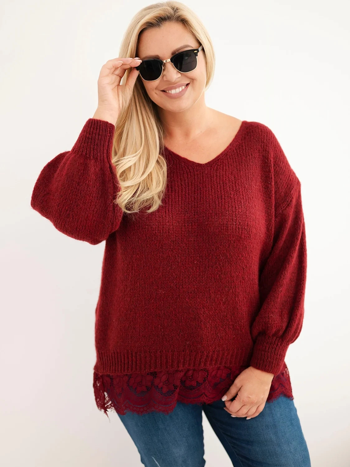 Naiste plus-size kampsun pitsäärega - Image 1