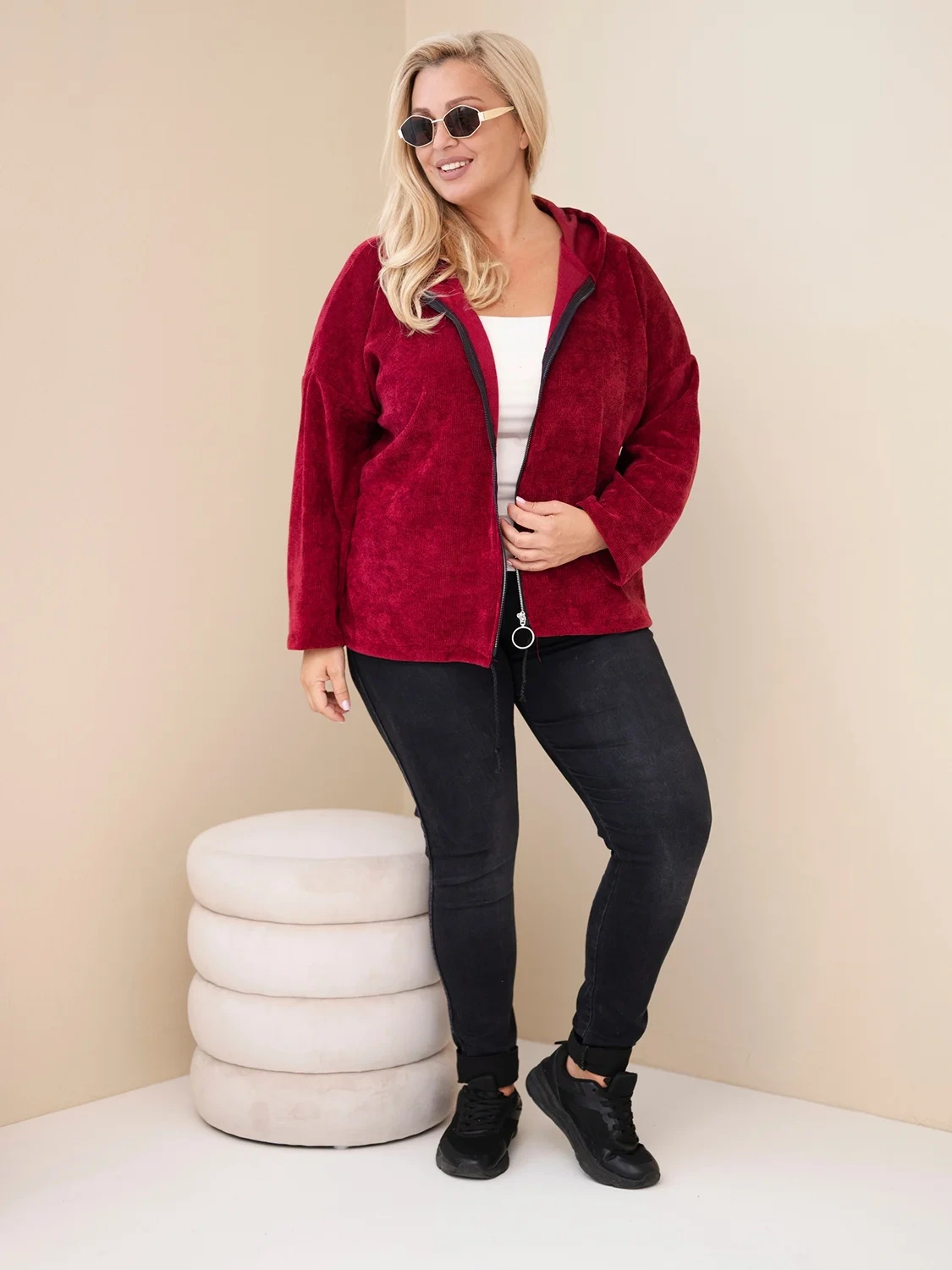 Naiste sametine lukuga kapuutsiga pusa Kesi Plus Size - Image 30