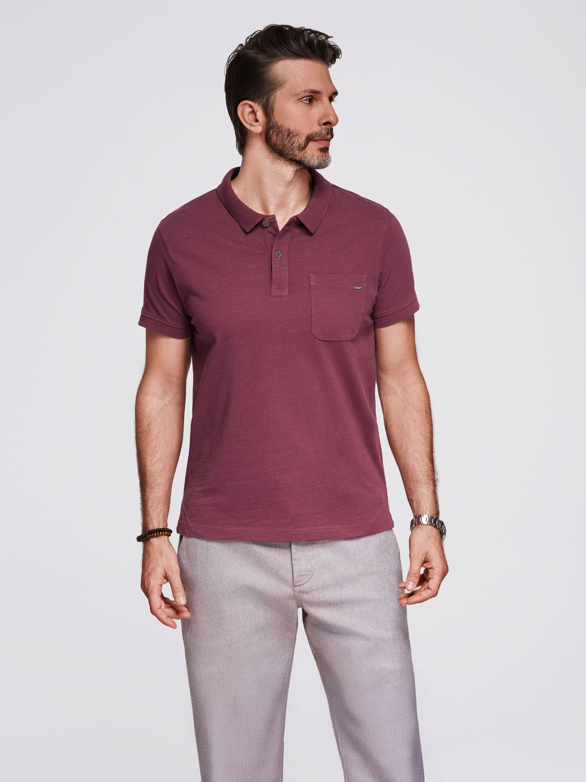 meeste polo t-särk - maroon v6 s1744 - Image 2