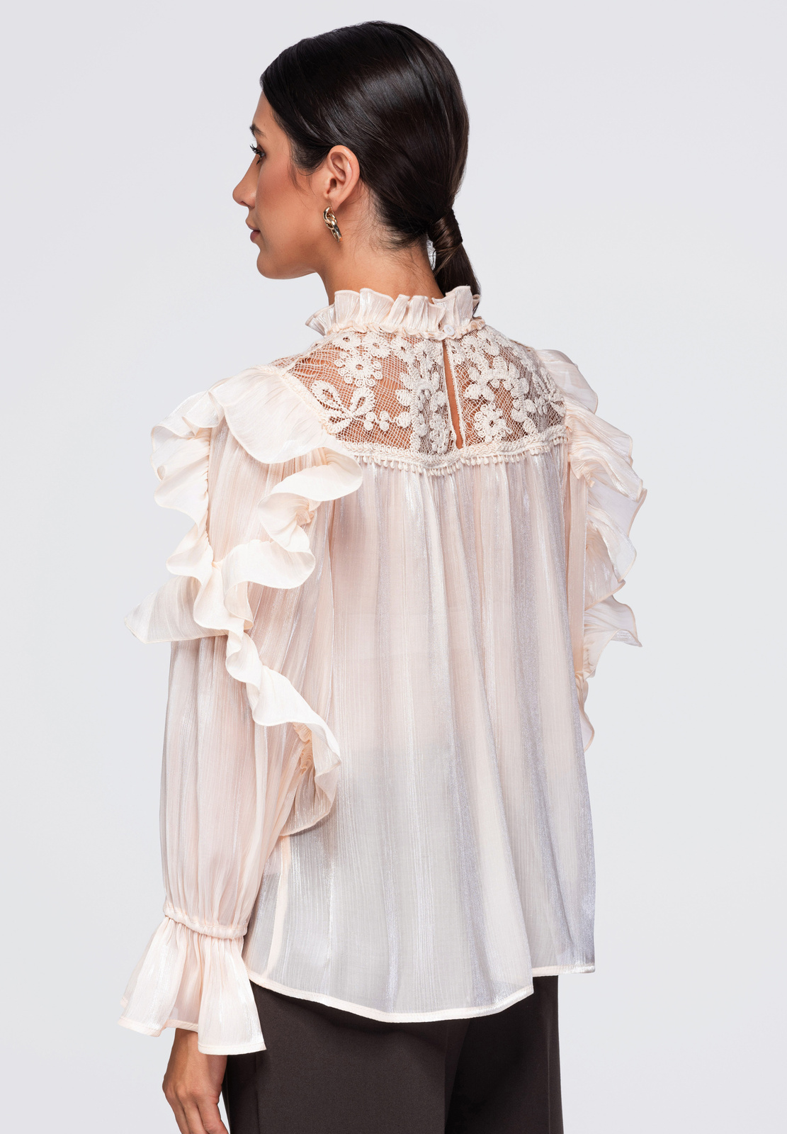Ombre Clothing naiste pluus satside ja pitsdetailiga - Image 6
