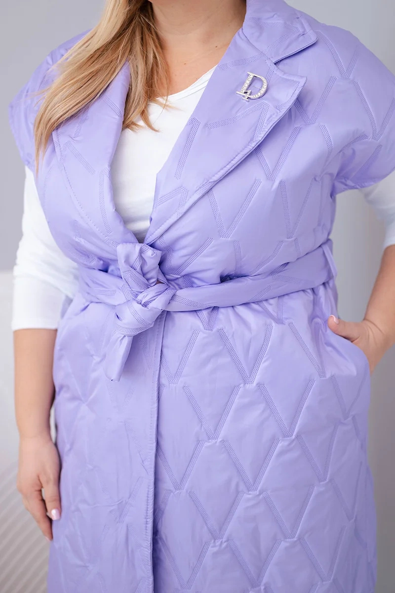 Kesi tepitud naiste pikem vest vööga - Image 77