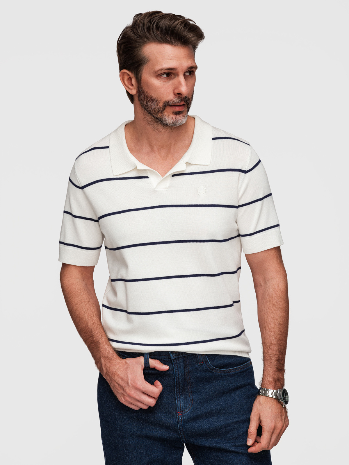 Meeste kootud triibuline polosärk Ombre Clothing - Image 15