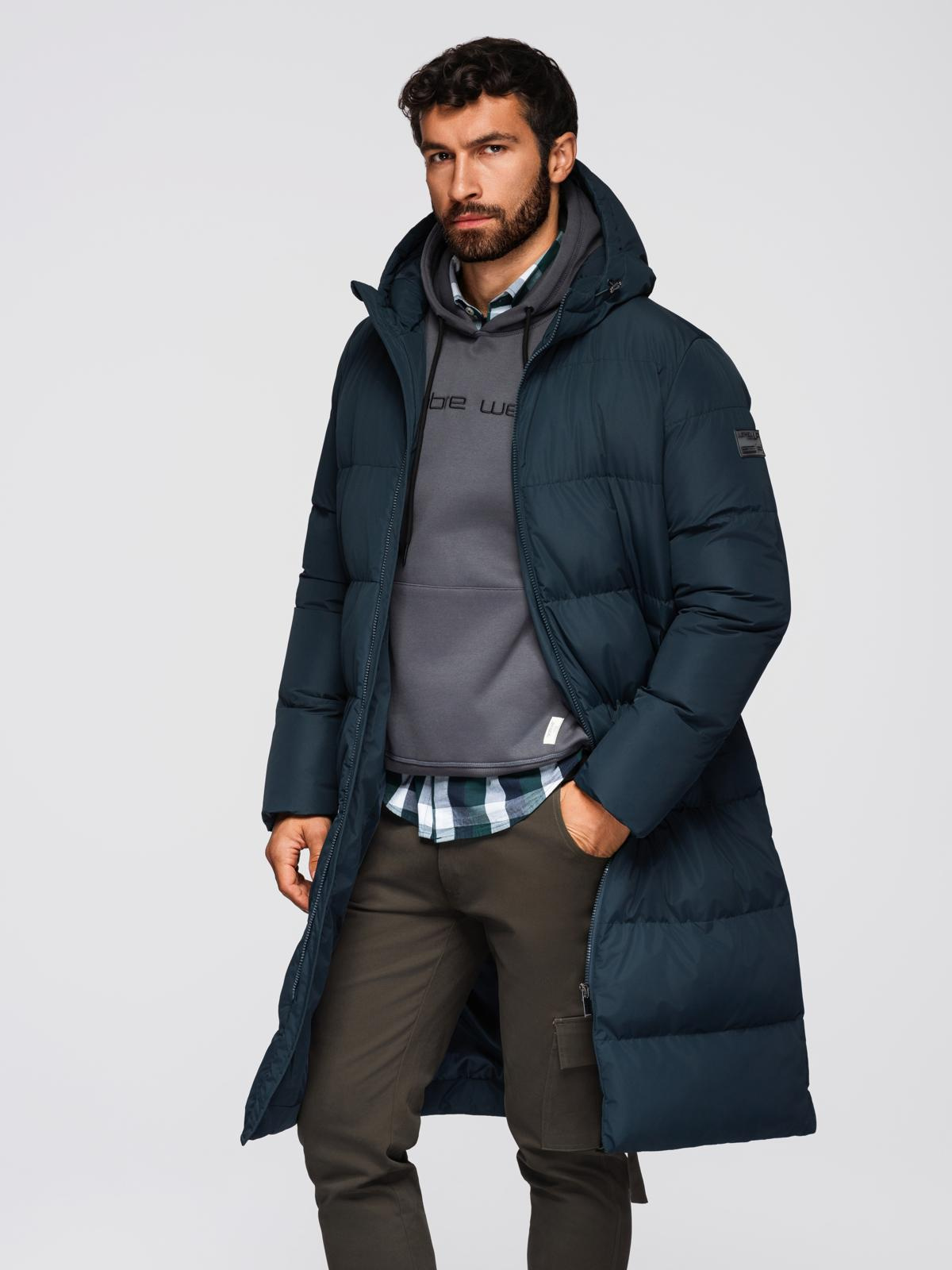 Ombre Clothing meeste pikk tepitud talvejope kapuutsiga - Image 18