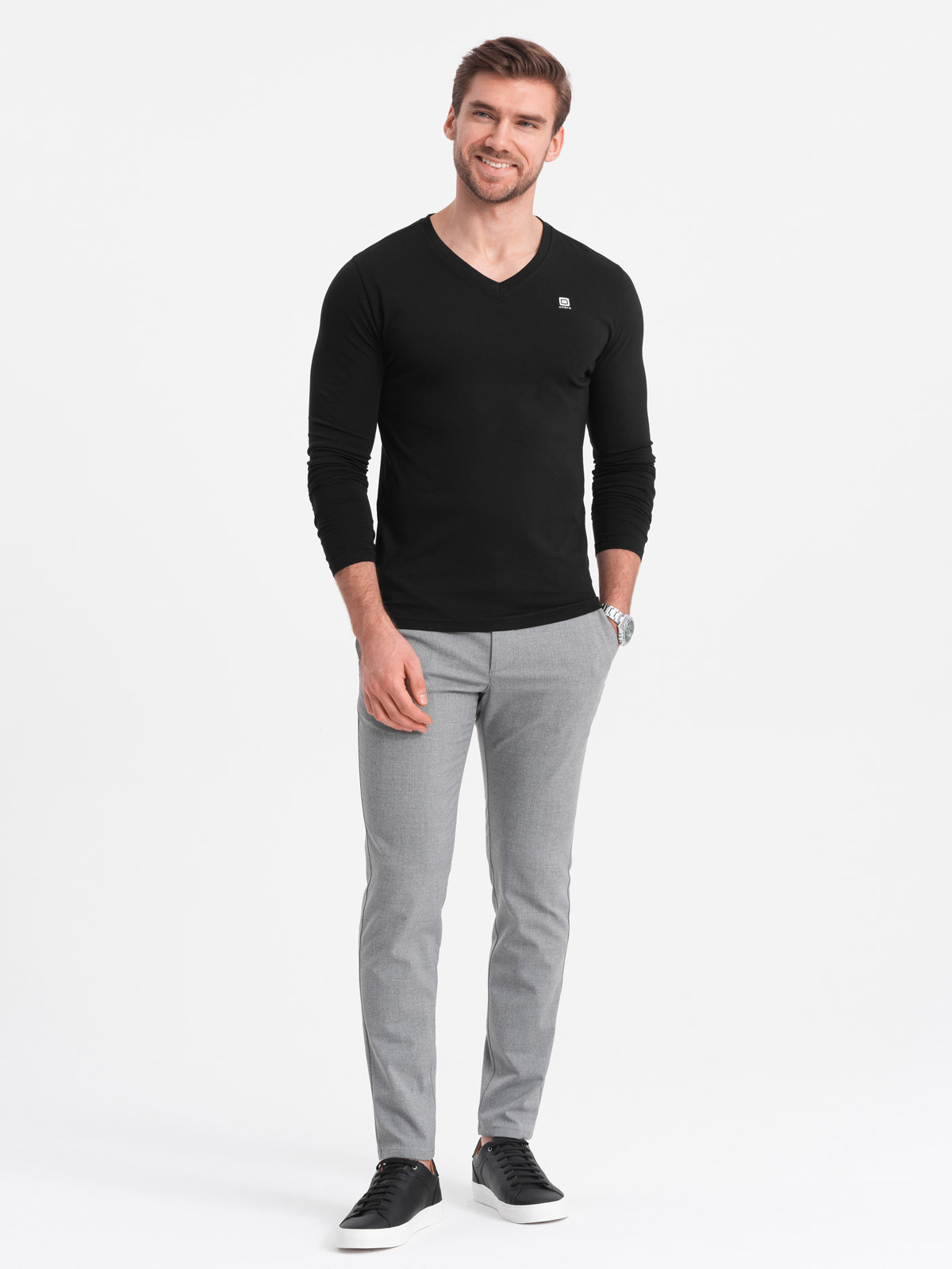 Meeste pikkade varrukatega V-kaelusega särk Ombre Clothing - Image 19