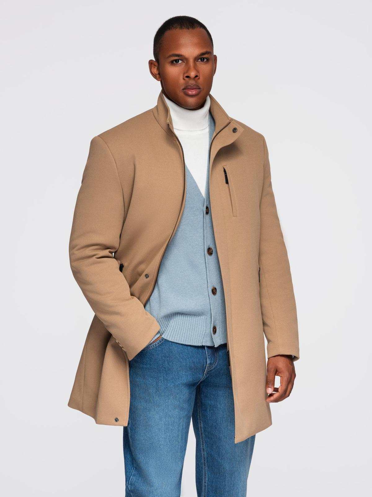 Meeste mantel püstkrae ja peidetud nööpkinnitusega Ombre Clothing - Image 26