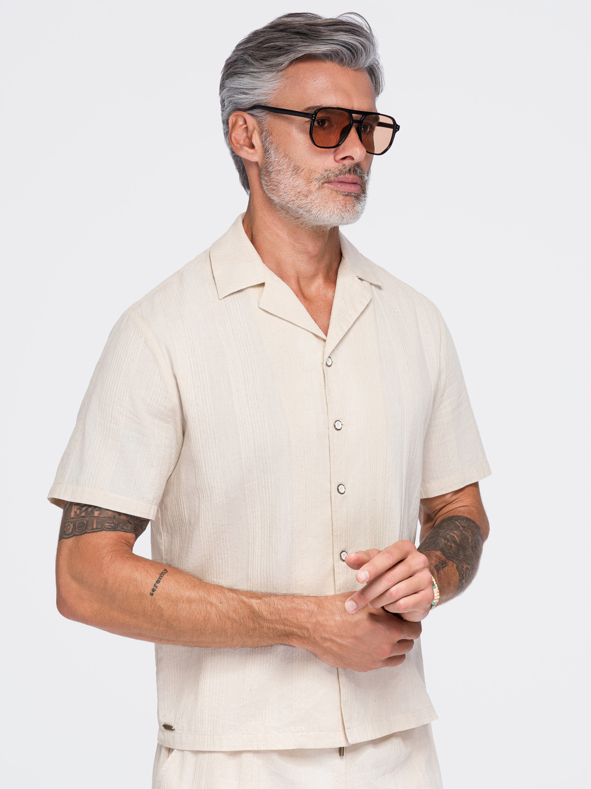 Meeste puuvillane lühikeste varrukatega särk Ombre Clothing - Image 22