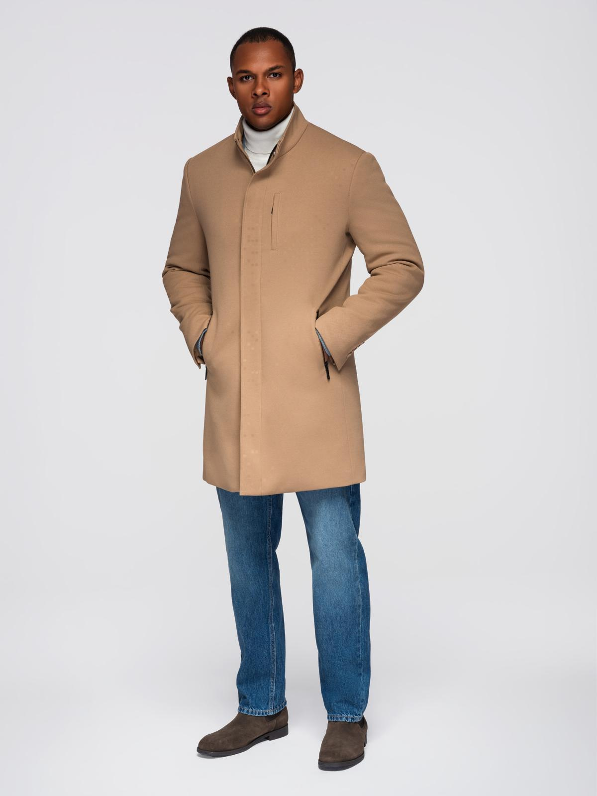Meeste mantel püstkrae ja peidetud nööpkinnitusega Ombre Clothing - Image 27