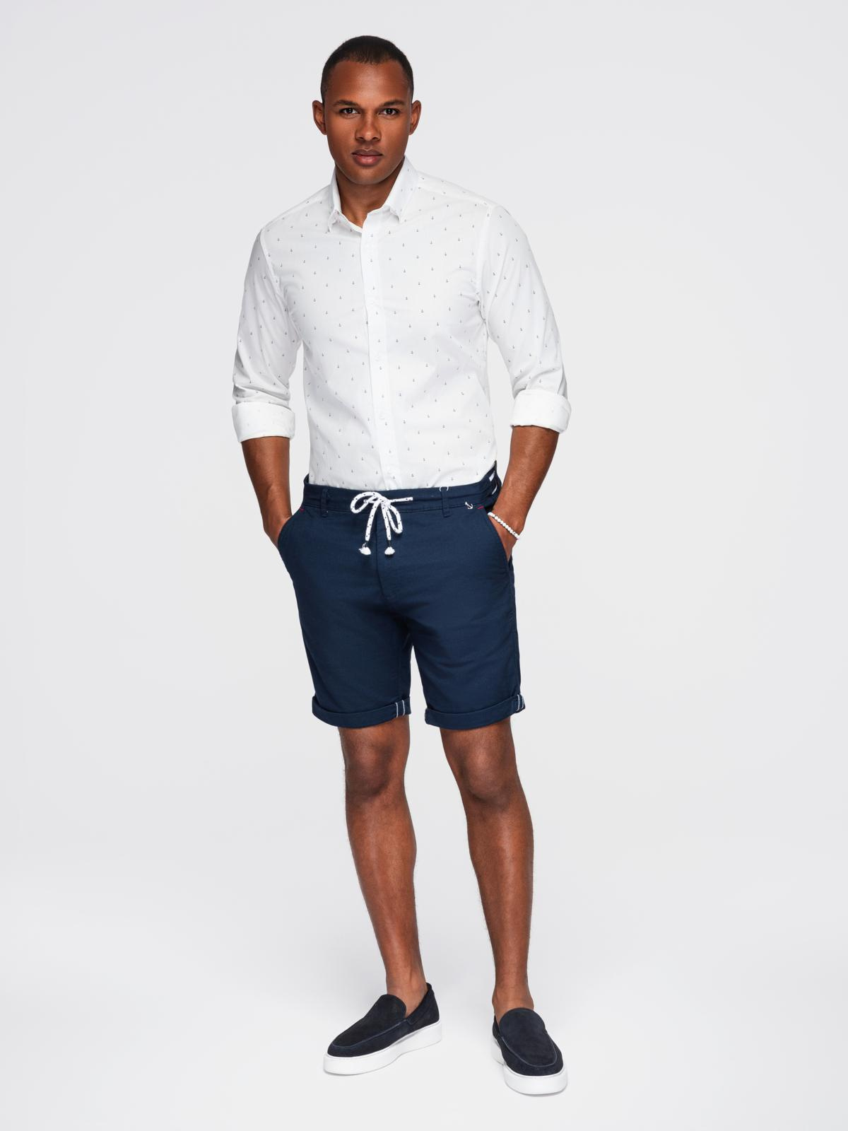 klassikaline meeste puuvillane ankrutega slim fit särk - valge v3 om-shcs-0156 - Image 4