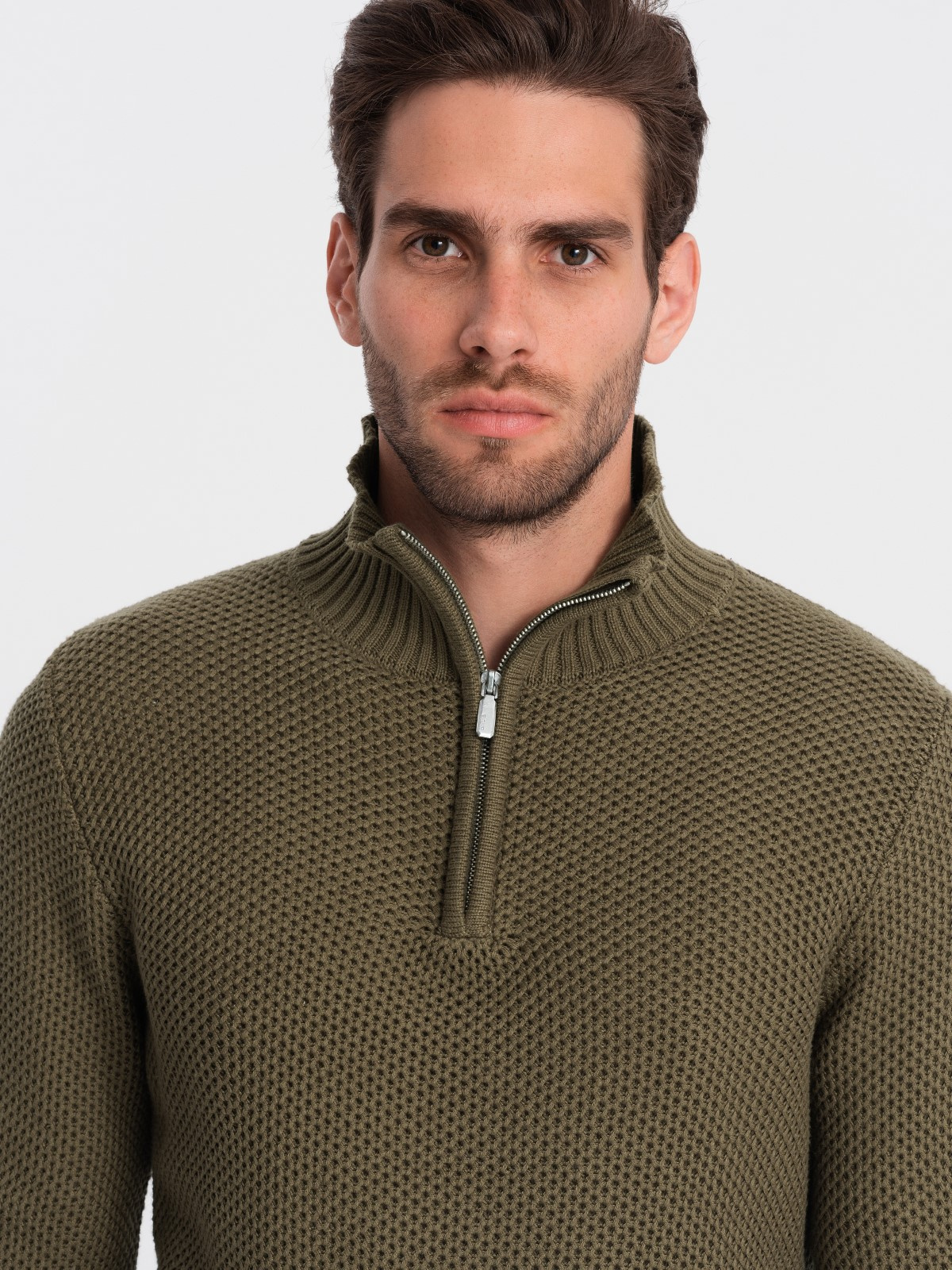 Meeste kootud kampsun püstkrae ja tõmblukuga Ombre Clothing - Image 2