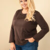 Naiste plus-size puuvillane pikkade varrukatega pusa pitsdetailiga - Thumbnail Image 49