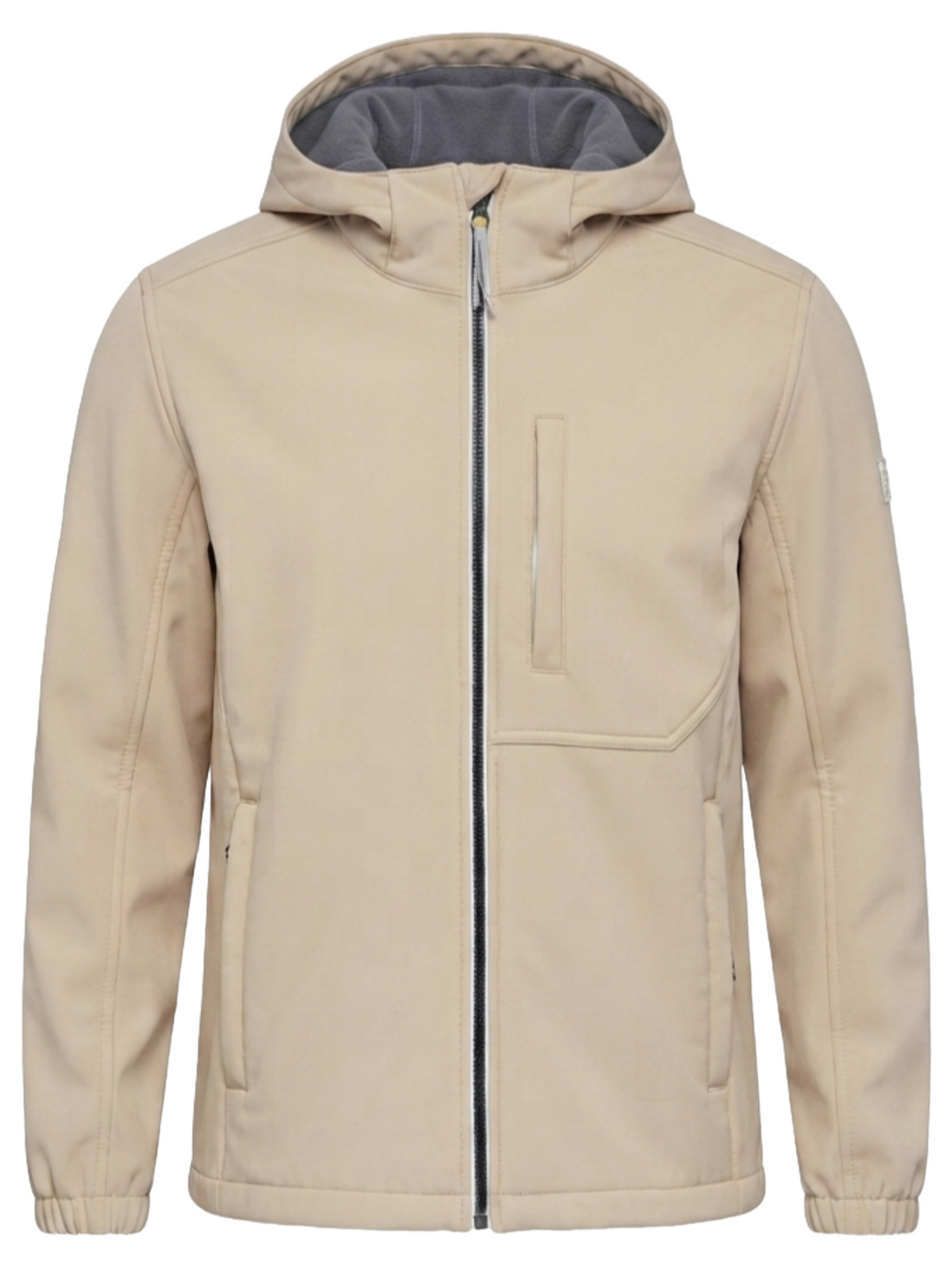 Meeste SOFTSHELL jakk fliisvoodri ja kapuutsiga – liivavärvi - Image 1