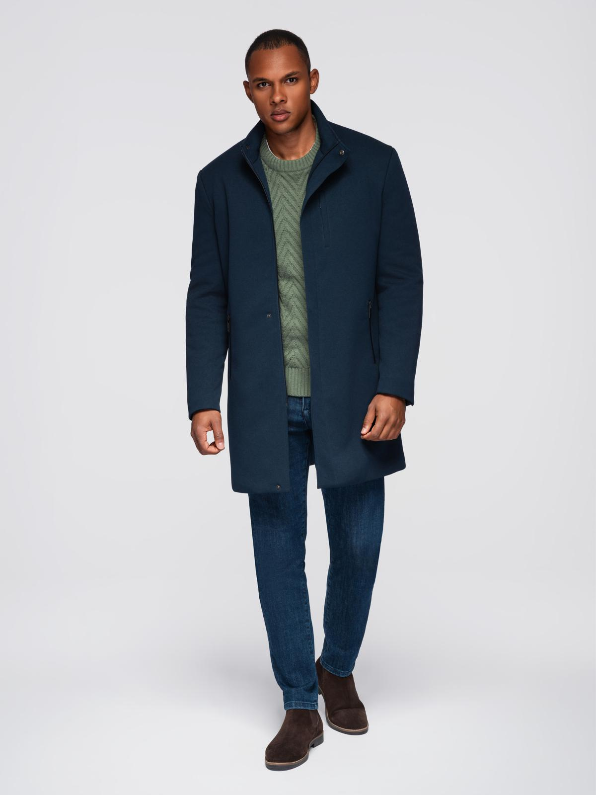 Meeste mantel püstkrae ja peidetud nööpkinnitusega Ombre Clothing - Image 14