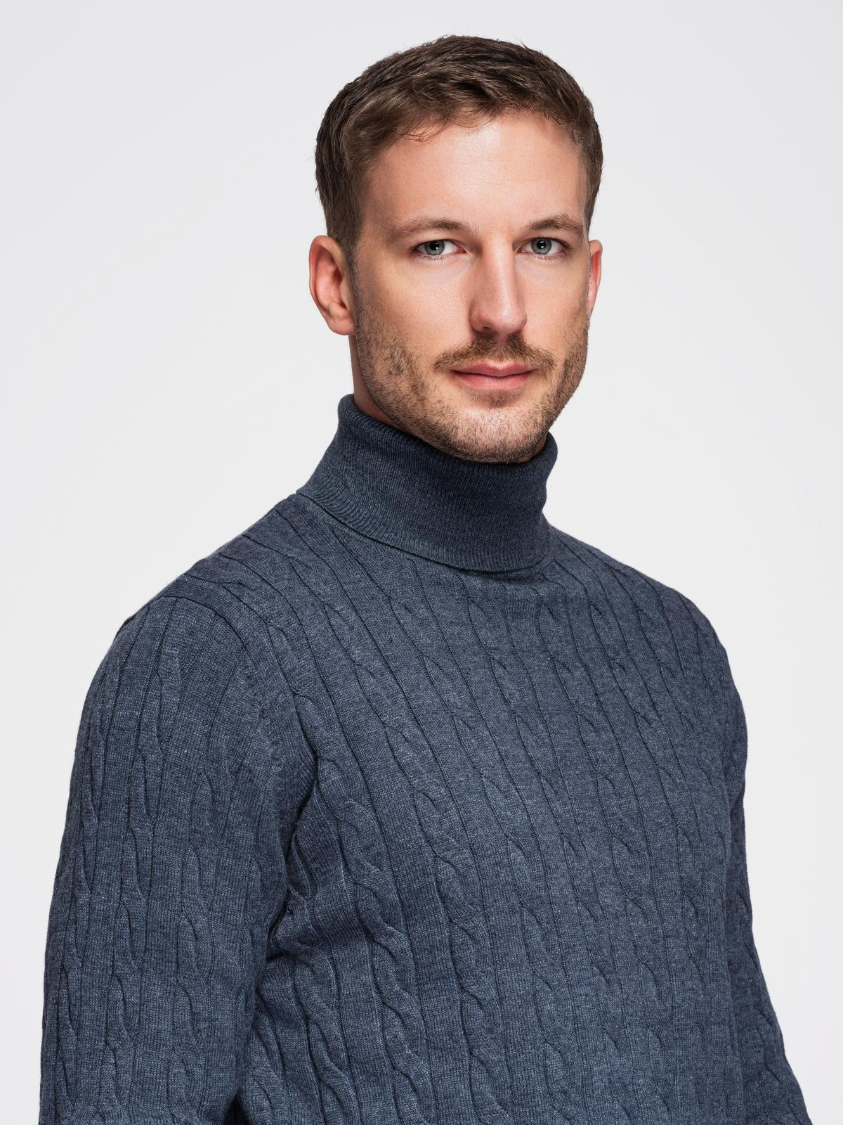 Meeste palmikkoes kootud rullkaelusega kampsun Ombre Clothing - Image 10