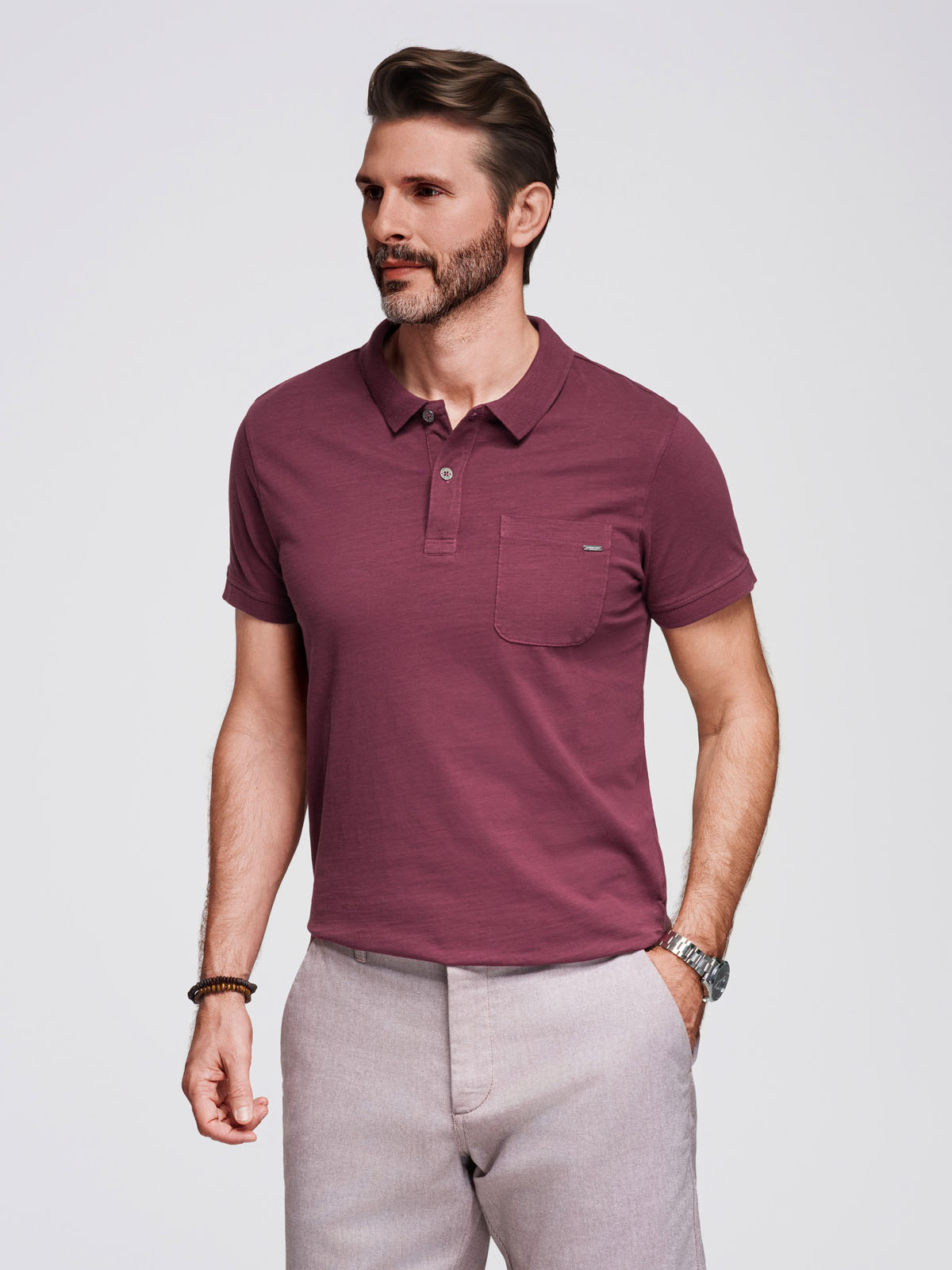 meeste polo t-särk - maroon v6 s1744 - Image 4